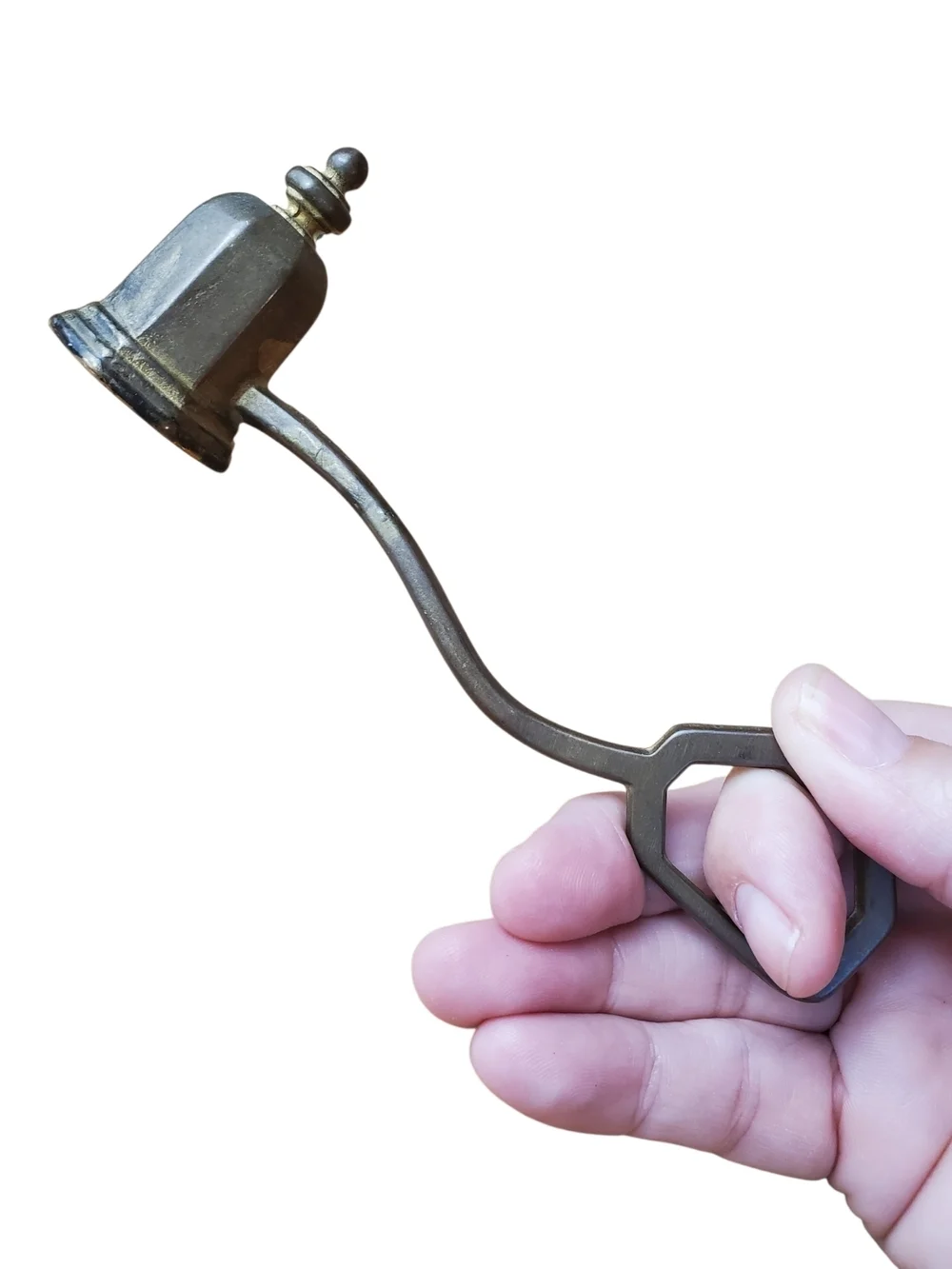 Vntg Brass Octagonal Candle Snuffer with Finger Loop